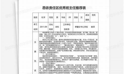 优秀班主任推荐表主要事迹_优秀班主任推荐表主要事迹500字